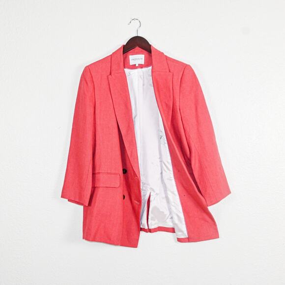 EMERSON FRY Women's Double Breasted Blazer Jacket in Pink Linen size 12 - Picture 10 of 11